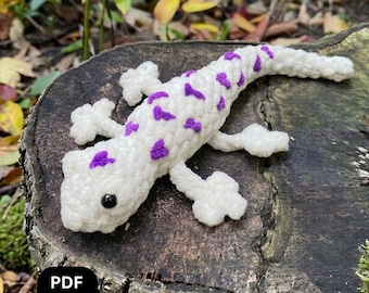 No Sew Gecko Crochet Pattern PDF, Amigurumi Lizard Plush Tutorial, Easy Crested Gecko Toy, Beginner Crochet Pattern