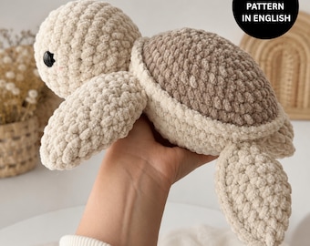 No Sew Turtle Crochet Pattern PDF, Cute Amigurumi Sea Turtle Plush, Beginner Friendly Kawaii Turtle Tutorial Download