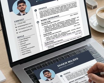 Modern Resume Template, Minimalist CV with Cover Letter (Digital Download)