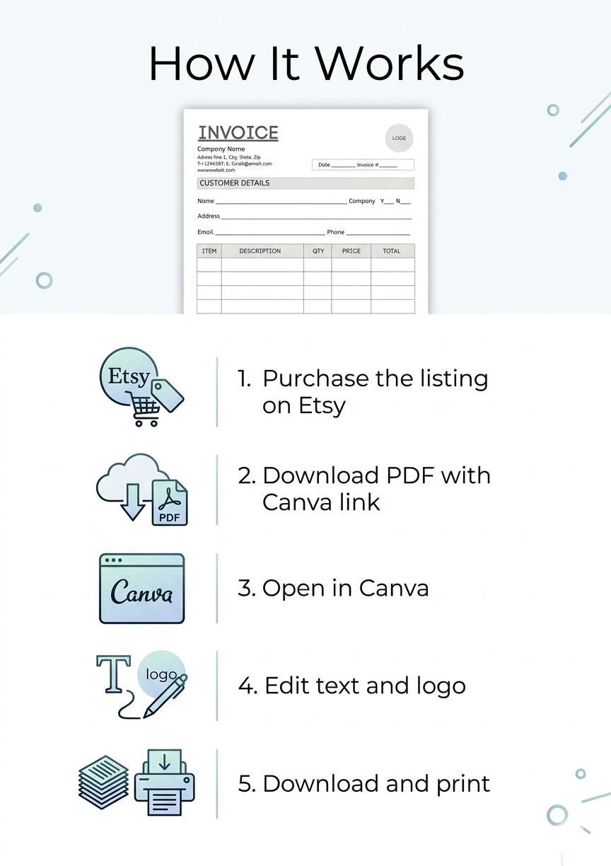 Editable Canva Invoice Template, Minimalist Small Business Billing Form ...