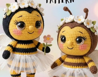 Bee Amigurumi Crochet Pattern PDF | Beginner Friendly Bumblebee Plush Toy | No Sew Kawaii Crochet Bee Tutorial | Instant Download