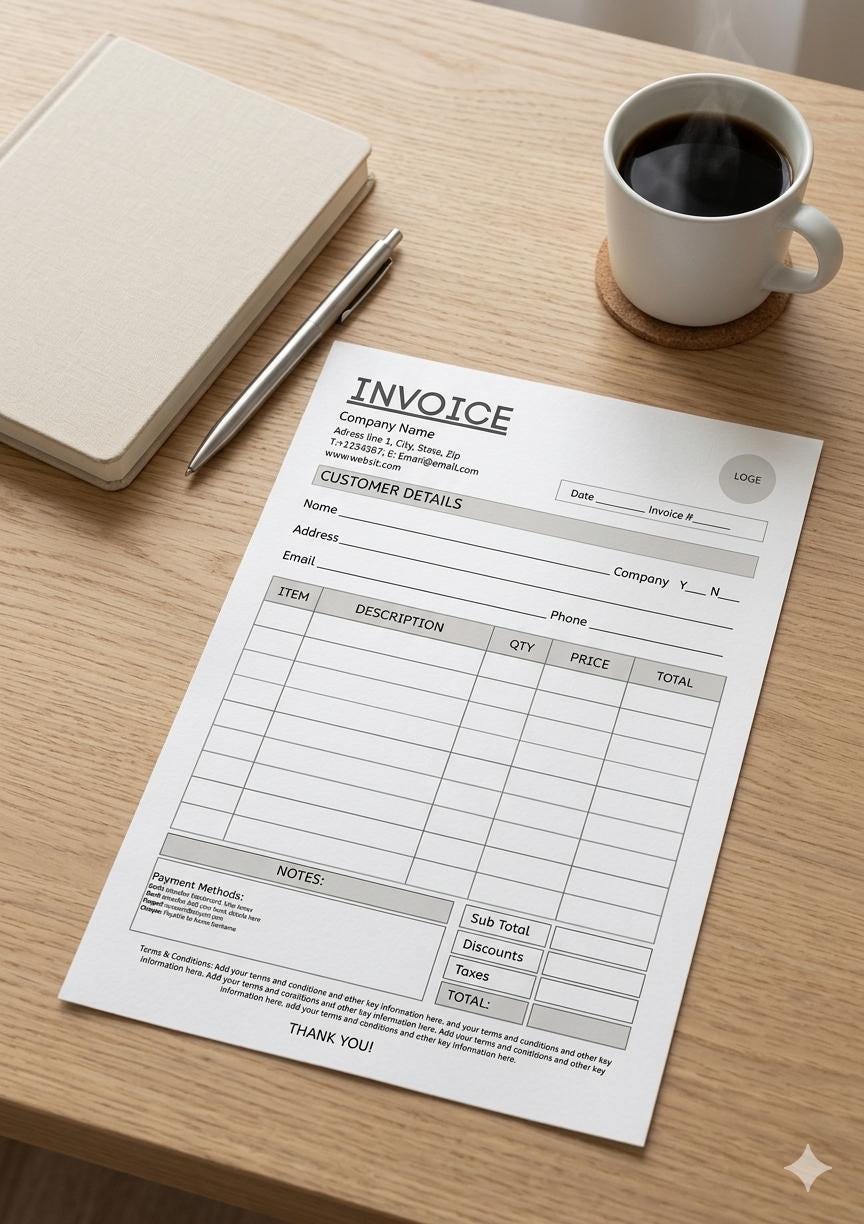 Editable Canva Invoice Template, Minimalist Small Business Billing Form ...