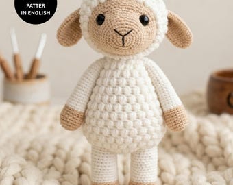 Lamb Amigurumi Crochet Pattern PDF, Cute Sheep Plush Toy, Easy Beginner Farm Animal Crochet Pattern, Instant Digital Download