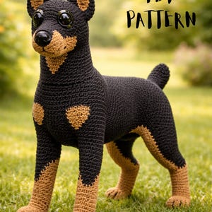 Realistic Doberman Amigurumi Crochet Pattern PDF – Standing Dog Plush Tutorial, Lifelike Puppy, DIY Handmade Gift, Digital Download