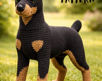 Realistic Doberman Amigurumi Crochet Pattern PDF – Standing Dog Plush Tutorial, Lifelike Puppy, DIY Handmade Gift, Digital Download