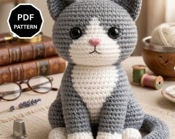 Realistic Cat Amigurumi Crochet Pattern PDF, Cute Kitten Plush Tutorial, DIY Stuffed Animal Digital Download
