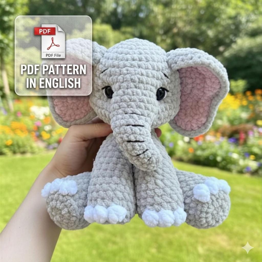Crochet Elephant Pattern PDF | Amigurumi Elephant Plush Toy Tutorial ...