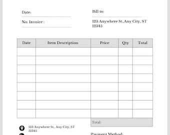 Editable Invoice Template, Small Business Billing, Minimalist Professional (Digital Download)