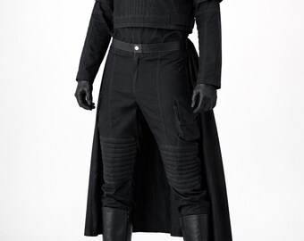 Star Wars Mandalorian Boba Fett Costume – Black Flight Suit Cosplay with Skirt | Bounty Hunter 4-Piece Outfit for Men