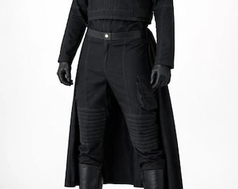 All Black Tactical Cosplay Flight Suit with Cape – Futuristic Bounty Hunter Costume Outfit
