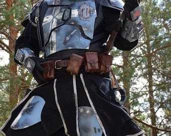 Traje de vuelo mandaloriano con cinturón y funda / Disfraz inspirado en Boba Fett / Armadura de cosplay de Star Wars / Traje de mitosaurio de la Guardia de la Muerte