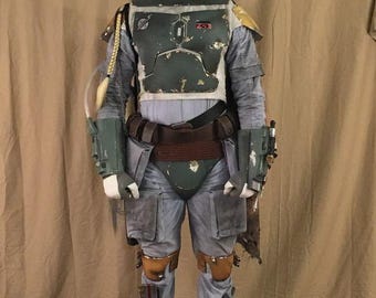 Partes blandas de Boba Fett de El Retorno del Jedi / Réplica personalizada del traje de vuelo, chaleco, protector de cuello, capa y bolsillos de Star Wars