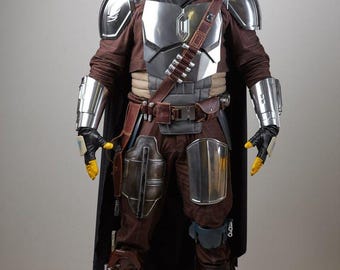 Disfraz de traje de vuelo marrón mandaloriano / Cosplay de Din Djarin / Traje de armadura de cazarrecompensas inspirado en Star Wars