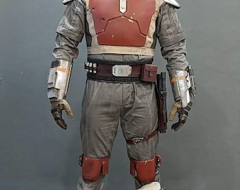 Mandalorian-Inspired 4-Piece DARK GREY Flight Suit | Bounty Hunter Cosplay Outfit with Vest & Skirt | Custom Star Wars Fan Costume
