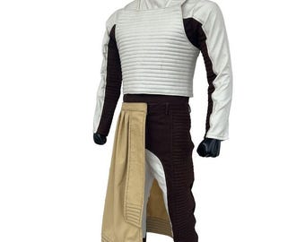 Disfraz de cosplay de Cal Kestis Jedi Survivor / Conjunto de 4 piezas en blanco y negro con chaleco, falda y traje de vuelo / Disfraz inspirado en Star Wars para la Comic Con