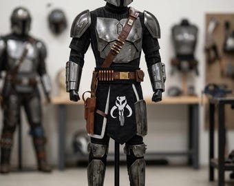 Traje de vuelo mandaloriano con cinturón y funda / Disfraz inspirado en Boba Fett / Armadura de cosplay de Star Wars / Traje de mitosaurio de la Guardia de la Muerte