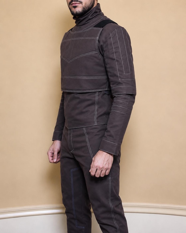 Mandalorian brun flygdräkt | Din Djarin Cosplay | Star Wars-inspirerad prisjägarerustning bild 3