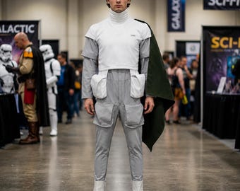 Disfraz de Boba Fett de El Retorno del Jedi (partes blandas) / Réplica de traje de vuelo, chaleco, capa y protector de cuello de Mandalorian para cosplay / Traje de cazarrecompensas de Star Wars