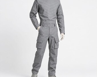 Custom Gray Flight Suit & Flak Vest | Bounty Hunter Cosplay Armor Base | Sci-Fi Tactical Costume | Made to Measure