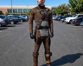 Custom 3-Piece Cosplay Flight Suit with Flak Vest and Accessories – Sci-Fi Bounty Hunter Costume