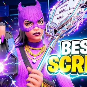 May include: A digital illustration featuring a character in a purple Catwoman-inspired costume holding a futuristic weapon and a controller. The image has text that says "OP POWER" and "BEST SCRIPT" with a vibrant, electric energy effect.