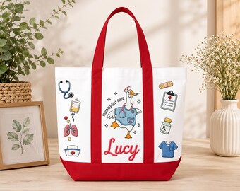 Nurse Tote Bag, Custom Nurse Gift, RN CNA NP Tote, Nursing Student Gift, Embroidered Medical Bag, Graduation Gift, Work Bag