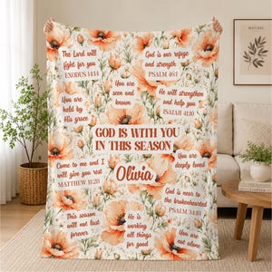 Christian Encouragement Floral Blanket, Custom Name Faith Gift, God Is With You Blanket, Scripture Blanket, Sympathy Blanket, Faith Throw