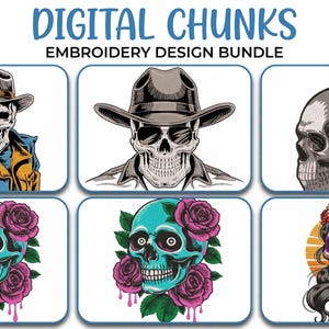 Totenkopf Stickdatei, Maschinenstickerei, Totenkopf mit Zuckerschädel DST PES, Totenkopf mit Kaffee, Totenkopf