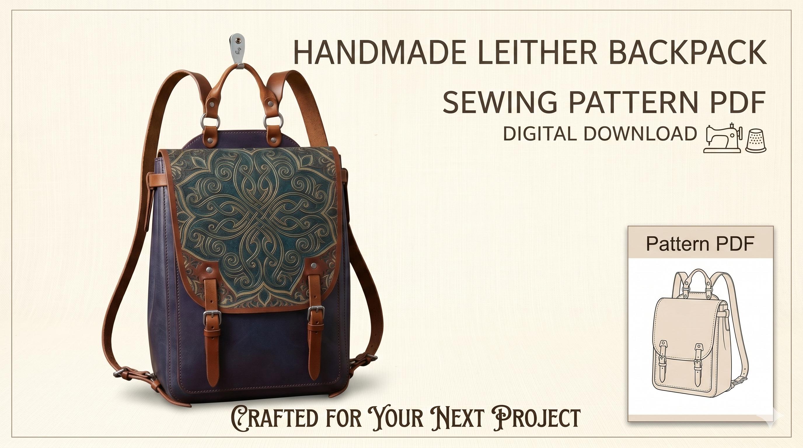 Handmade Leather Backpack Sewing Pattern PDF - DIY Leather Rucksack ...
