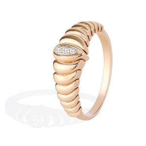 14K Solid Gold Natural Diamond Evil Eye Ring, Dainty Rope Twist Band, Bezel Set 3-Stone Minimalist Pinky Ring, Stacking Fine Jewelry