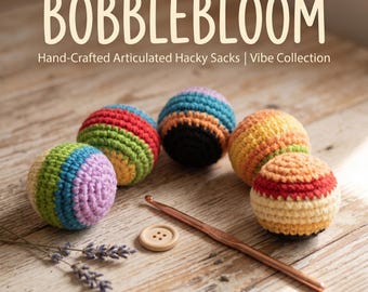 Hacky Sacks Handmade Crocheted Footbag (5cm) – Colorful Knit Juggling Kick Bag, Stress Relief Fidget Toy, Gift Ready, 6 Styles