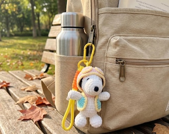 Handmade Crochet Dog Keychain – Cute Amigurumi Bag Charm, Yarn Doll Pendant, Backpack Charm, Birthday Gift, Kawaii Keyring