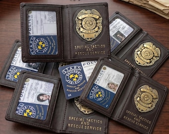 Custom Resident Evil 9 Requiem S.T.A.R.S Metal Badge ID Wallet Holder, Raccoon Police Cosplay Credential Case+ ID Card Options,Gamer Gift