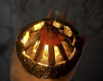 3D Printed Campfire Night Light, Mini Bonfire Desk Lamp, Rustic Brown Tabletop Decor, Cozy Gift for Camper, DnD Dice Table Ornament