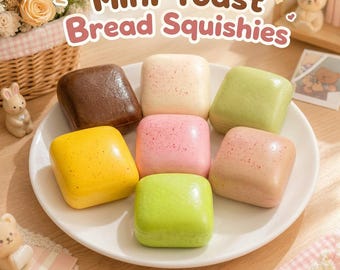 Mini Toast Bread Squishies – Super Soft Slow Rising Fidget Toy (7 Colors)