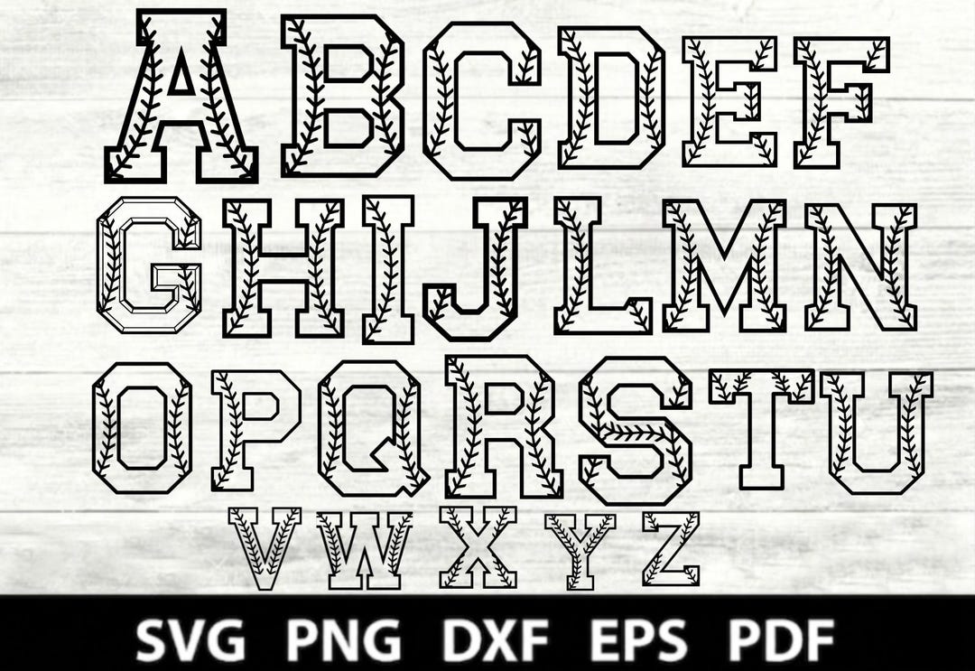 Baseball Font SVG, Varsity Alphabet SVG, Baseball Letters SVG, College ...