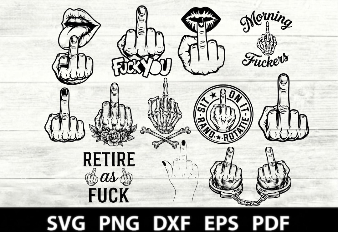 Middle Finger SVG Bundle, Funny Hand Gesture Clipart, Skeleton Middle ...