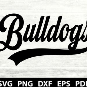 Bouledogues PNG, conception de script mascotte bouledogues, conception de chemise bouledogue esprit école, sublimation sport jour de match PNG, téléchargement immédiat