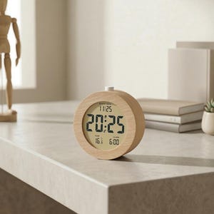 Wooden Digital Alarm Clock | Modern LED Display Table Clock | Minimal Bedroom Desk Decor