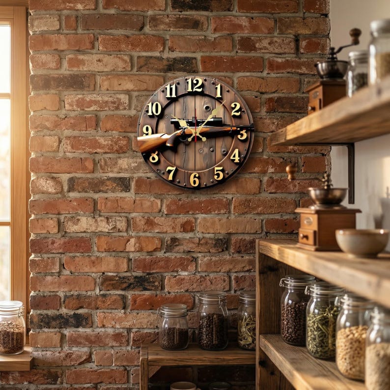 Rustic Timepiece Rustic Theme Wall Clock | Wooden Round Cabin Decor | Hunting Style ...