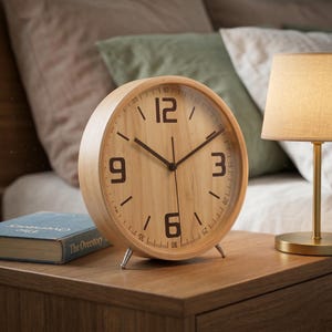 Reloj de mesa de madera de estilo europeo / Reloj de escritorio minimalista y silencioso / Reloj de salón