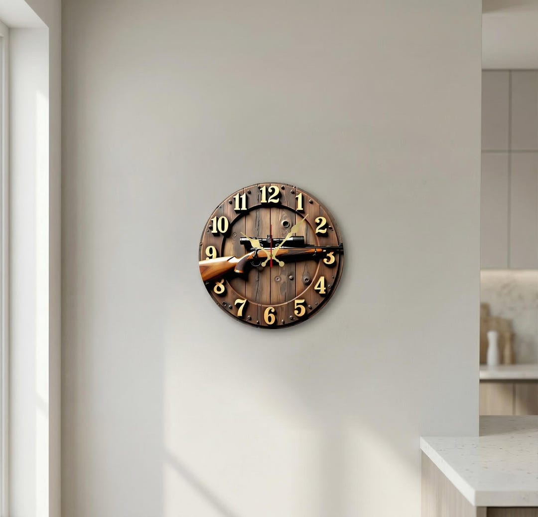 Rustic Timepiece Rustic Theme Wall Clock | Wooden Round Cabin Decor | Hunting Style ...