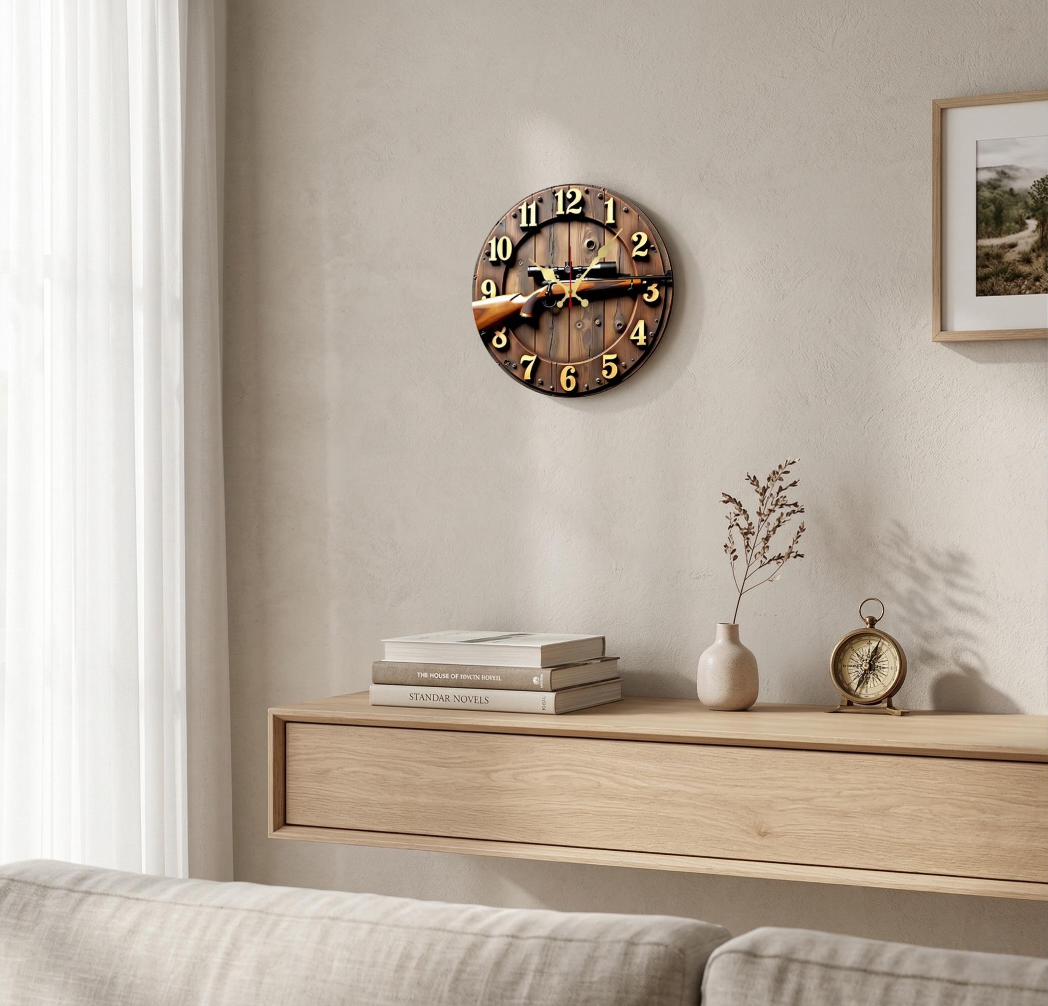 Rustic Timepiece Rustic Theme Wall Clock | Wooden Round Cabin Decor | Hunting Style ...
