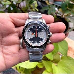 Vintage Tudor Rantour Flyback chronograaf quartz roestvrij stalen horloge | Automatische witte zwarte wijzerplaat