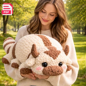 Avatar-Inspired Appa Flying Bison Crochet Pattern PDF, Amigurumi Plush Toy Tutorial, Fluffy Handmade Gift, Beginner Friendly