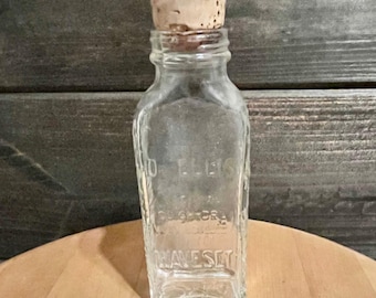 Vintage 1930s Dr. Ellis Waveset Bottle – Art Deco Crackle Glass Hair Fluid Container