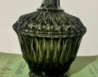 MCM Libbey Smoky Glass Inverted Diamond Pattern Sugar Bowl with Lid