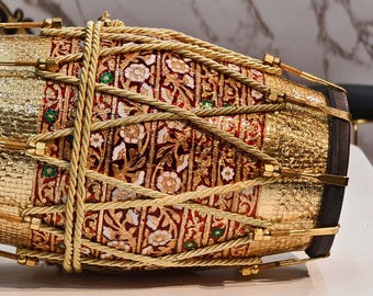Professional Dholak Drum: Seasoned Sheesham Wood, Carving Design