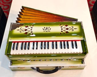 2LINE HARMONIUM/Professional Kolkata style/green white dual tone