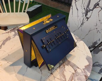 Shruti Box: One Octave Large size C to C Lower Octeve notes, Mat Blue Finish